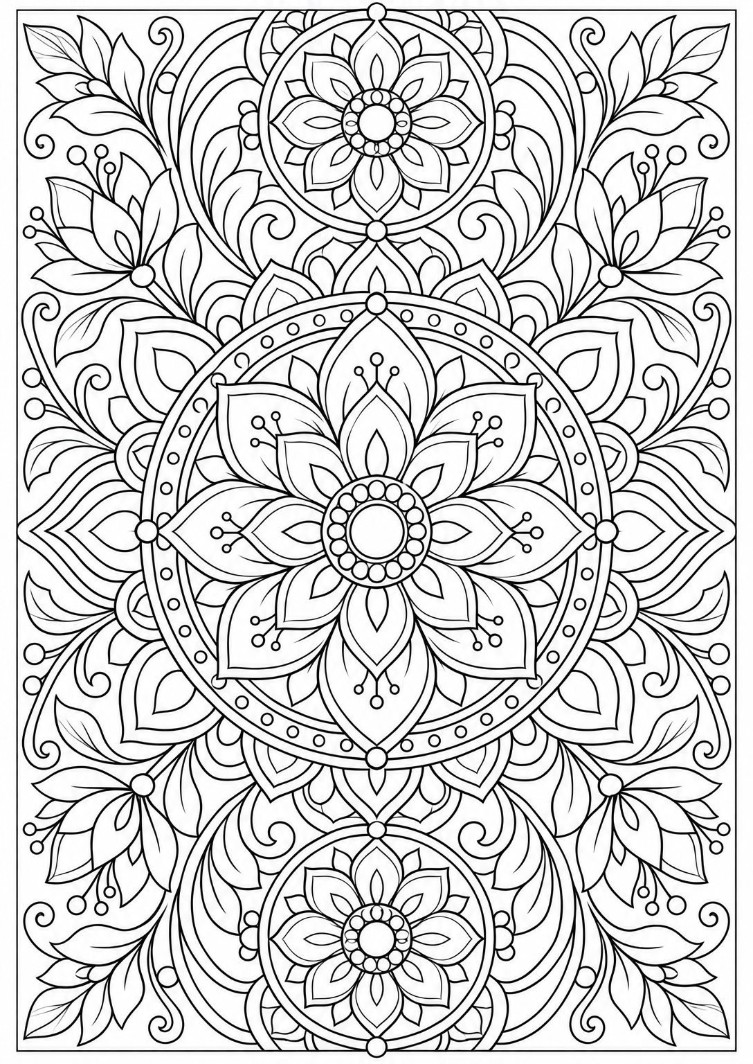 Lotus flower mandala — adult coloring page